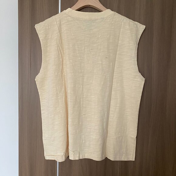 Gallery Dept Ripped Beige Sleeveless T-Shirt - Picture 5 of 8